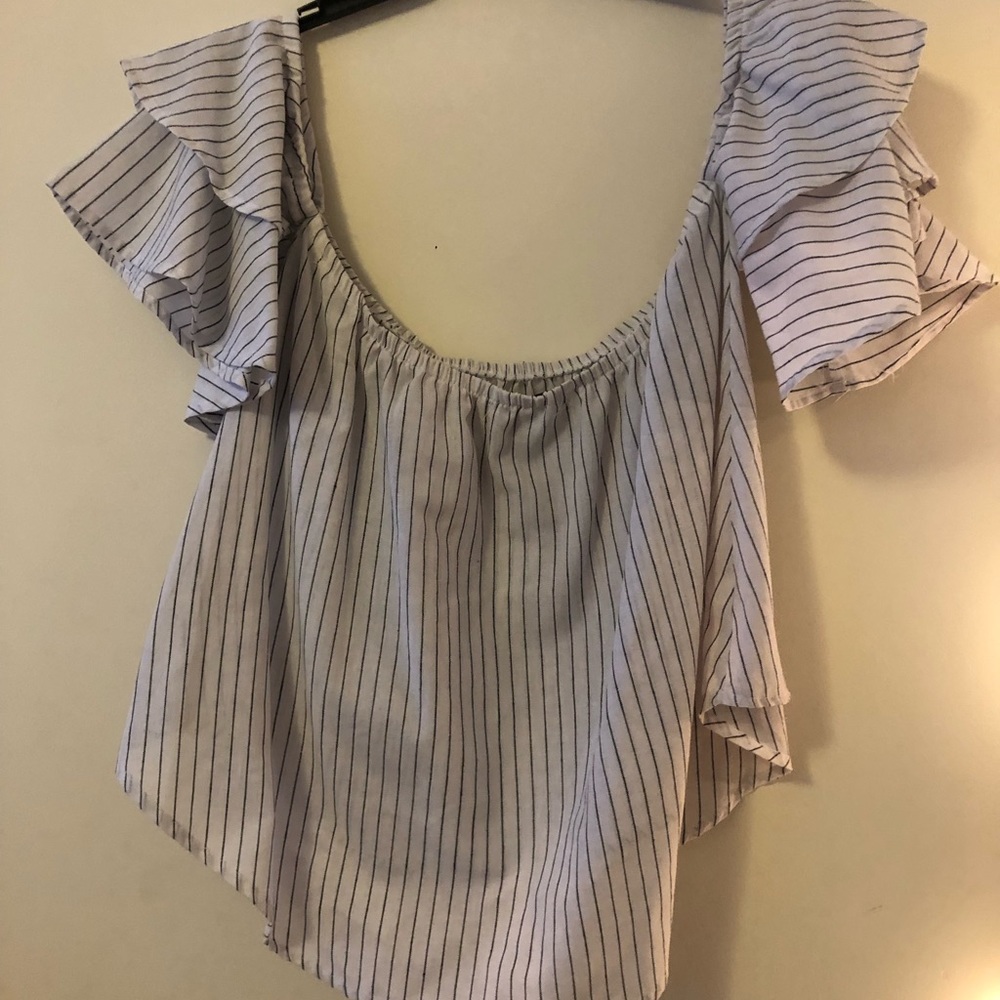 off the shoulder striped blouse